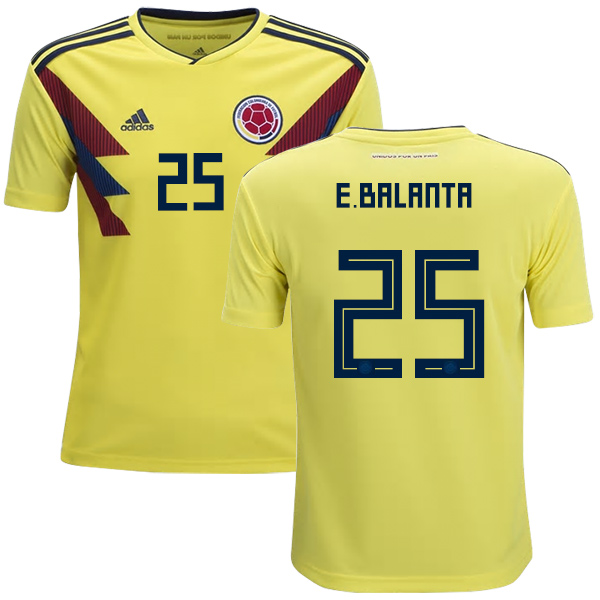Colombia #25 E.Balanta Home Kid Soccer Country Jersey